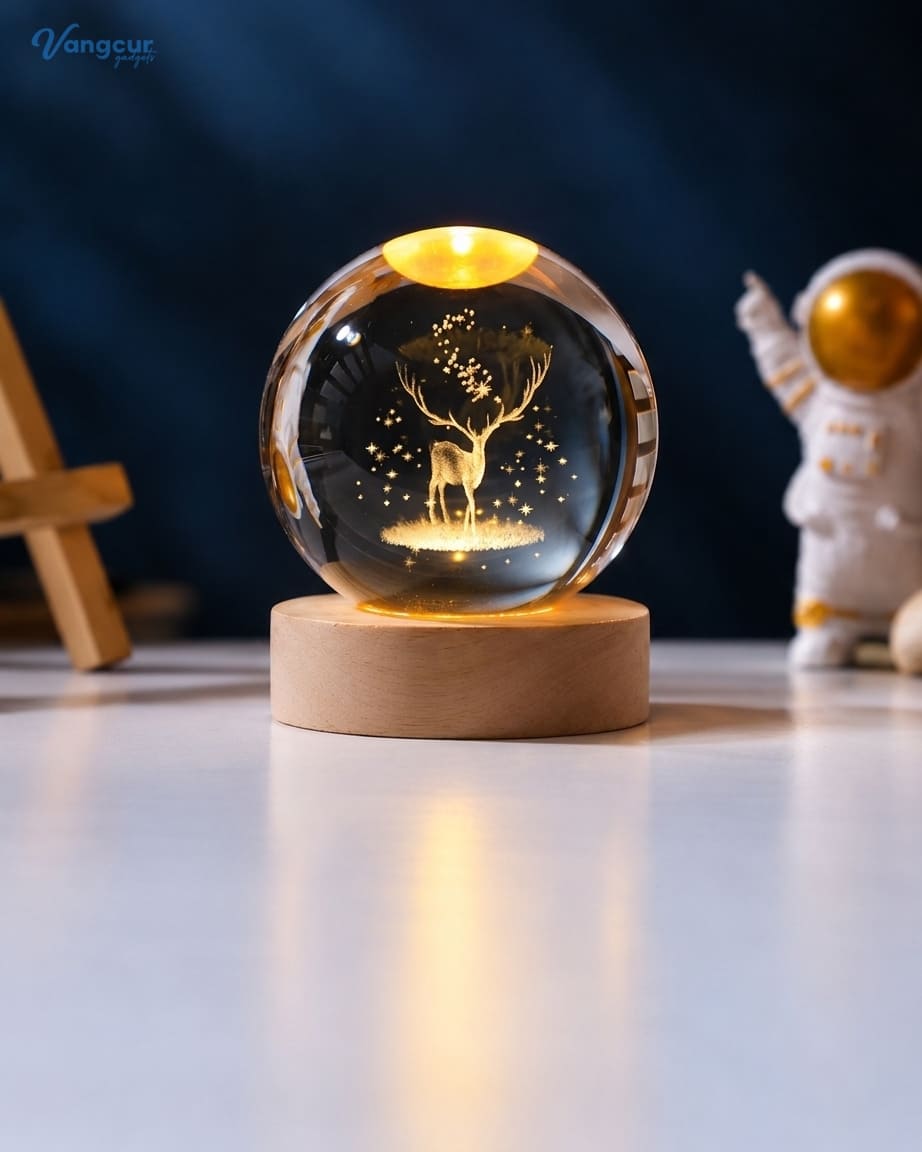 3D Forest Deer Crystal Ball Lamp Single Color Vangcur